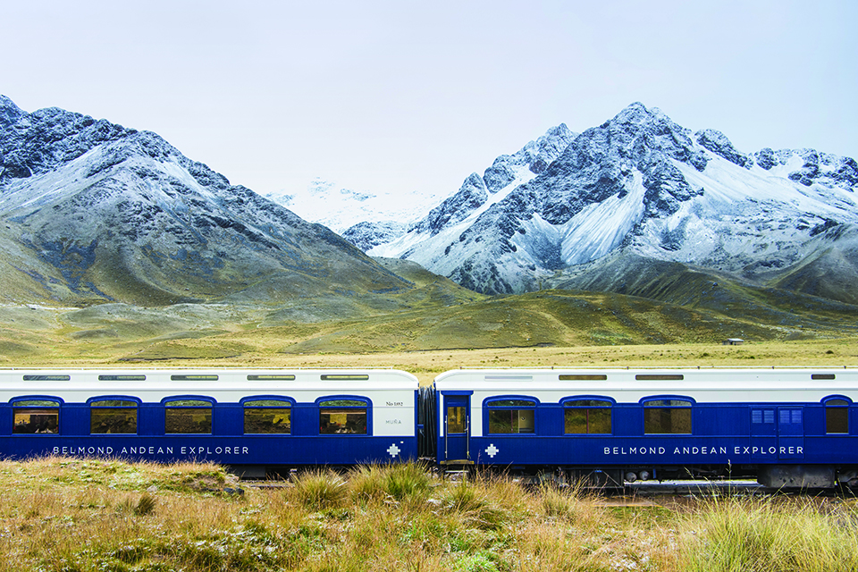 South America’s first luxury sleeper train, Belmond Andean Explorer, passes through La Raya, Peru, during its journey between Arequipa, Lake Titicaca and Cusco. The train cuts through some of the most breathtaking scenery in Peru and features 24 cabins, Peruvian cuisine by Executive Chef Diego Munoz, an elegant piano bar and outdoor observation car. Picture credit should read: Matt Crossick